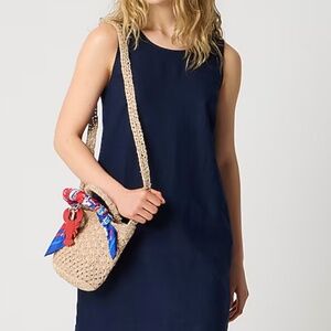 J. Crew Factory Navy Linen Blend Sleeveless Shift Dress Size 6